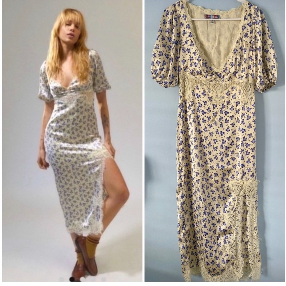 urban outfitters floral slit midi dress